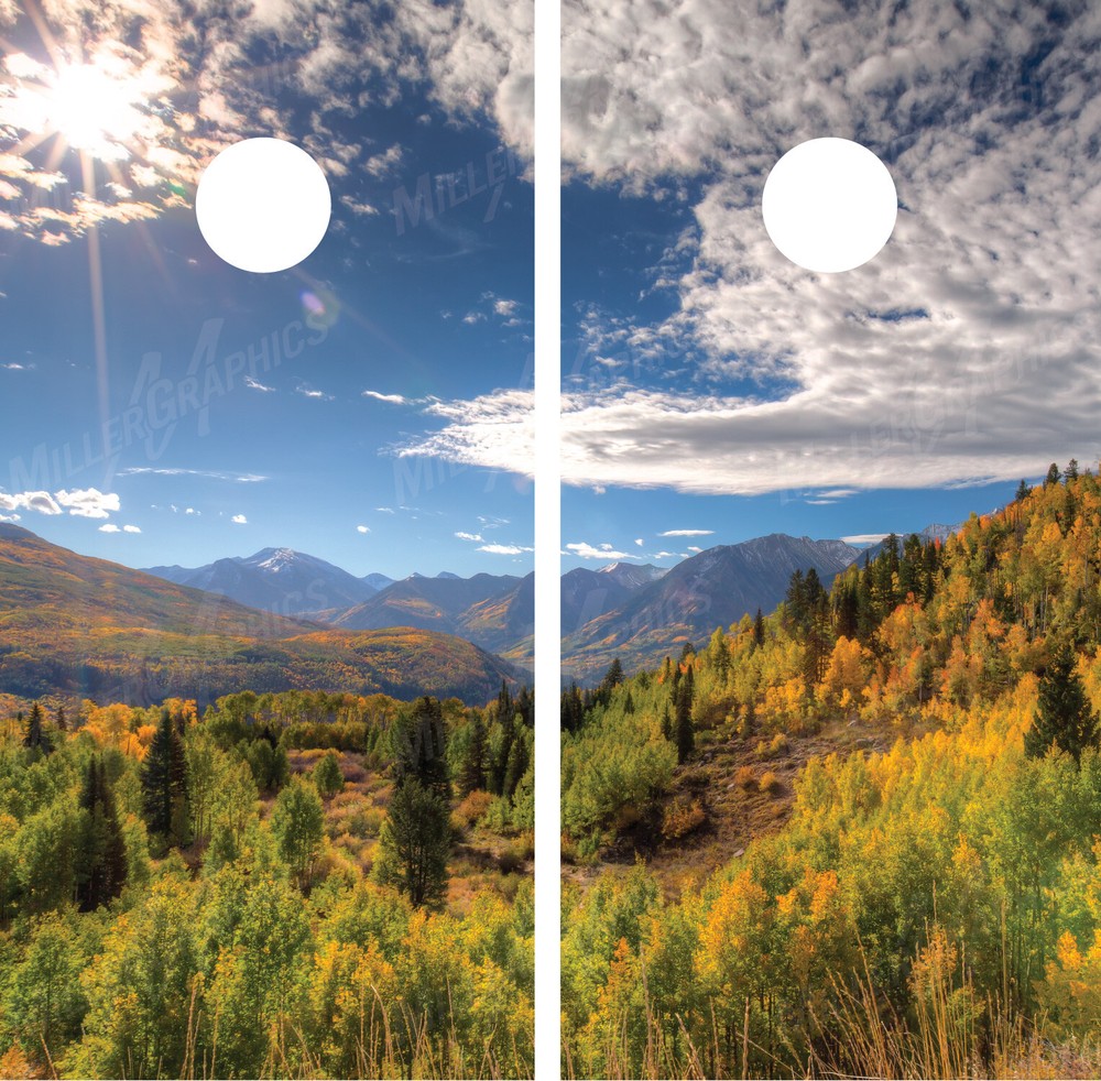 Mountains Scenery V4 Landscape Cornhole Board Decal Wrap Wraps