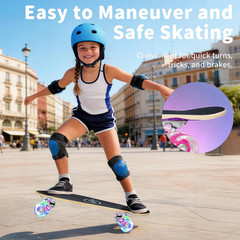 22 Inch Skateboards for Kids, Cruiser Skateboard for Beginners Girls Boys Teens