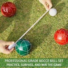 Bocce Ball Set 90mm Regulation Size – 8 Premium Resin Balls with Pallino, Car…
