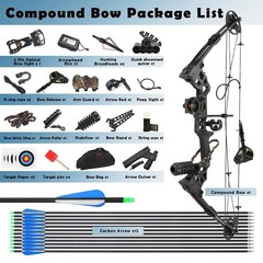 Compound Bow Kit,Hunting&Target,Limb Made in USA,Draw Weight 20-70lbs Adjusta…