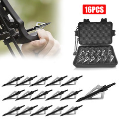16Pcs Archery Broadheads 3Blade 100Grain Hunting Crossbow Compound Bow Arrow Tip