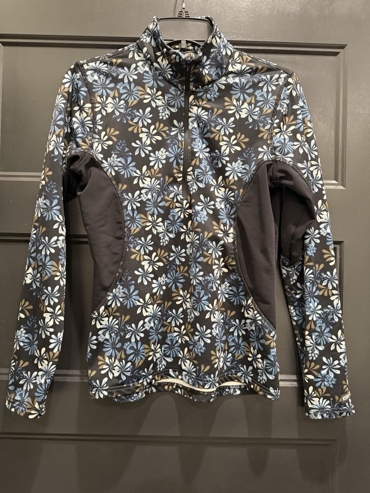 Kerrits Small 1/4 Zip Floral Long Sleeve Riding Shirt