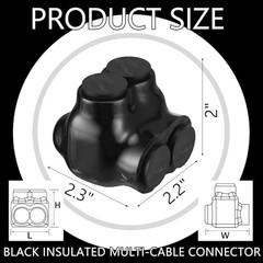 3 Pcs Black Insulated Multi Cable 250-6 Wire Range, 2.22″L x 2.3″W x 2″H