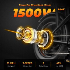 20″ FAT TIRES ADULT ELECTRIC BIKE 1500W 33MPH 66MILES 48V/15.6AH MOUNTAIN E-BIKE
