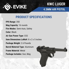 Evike Airguns – KWC P08 Luger CO2 Powered 4.5mm Air Pistol