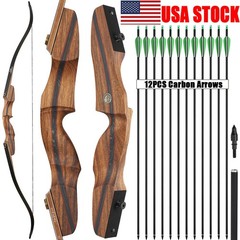 60″ Takedown Recurve Bow 25-60lbs Wooden Riser Limbs Archery Hunting Shooting RH