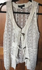 KAKTUS Fall vest Coverup beige size Large sz L crochet boho hippie 12 14 zen