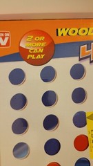 Giant 4 In A Row Game Wood Board – white with blue and red discs 21.75″ x 14.75″