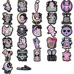 30Pcs Random Cute Gothic Pastel Skull Skeleton Waterproof Vinyl Stickers