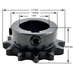 40 Roller Chain Sprocket Type B 1″ Bore 12 Tooth Hardened Antirust 1045 Steel