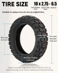 10×2.75-6.5 Vacuum Tire 10 Inch Off-road Tire for Speedway 5 Dualtron 3 Hover…