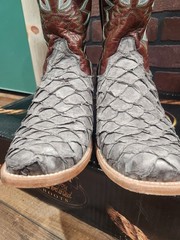 Dan Post Men’s Gray Pirarucu Riggs Western Boots US Size 10.5EW