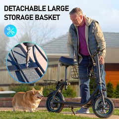 Gyroor C1S Electric Scooter with Seat&Carry Basket 21Miles Range For Pet Dog Cat