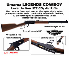Umarex Legends Cowboy .177 Calibe Lever Action Air Rifle with CO2 and BBs Bundle