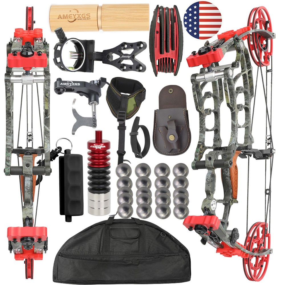 30-60lbs Compound Bow Set Short Axis Ball Dual-use Archery Hunting Fishing LH/RH