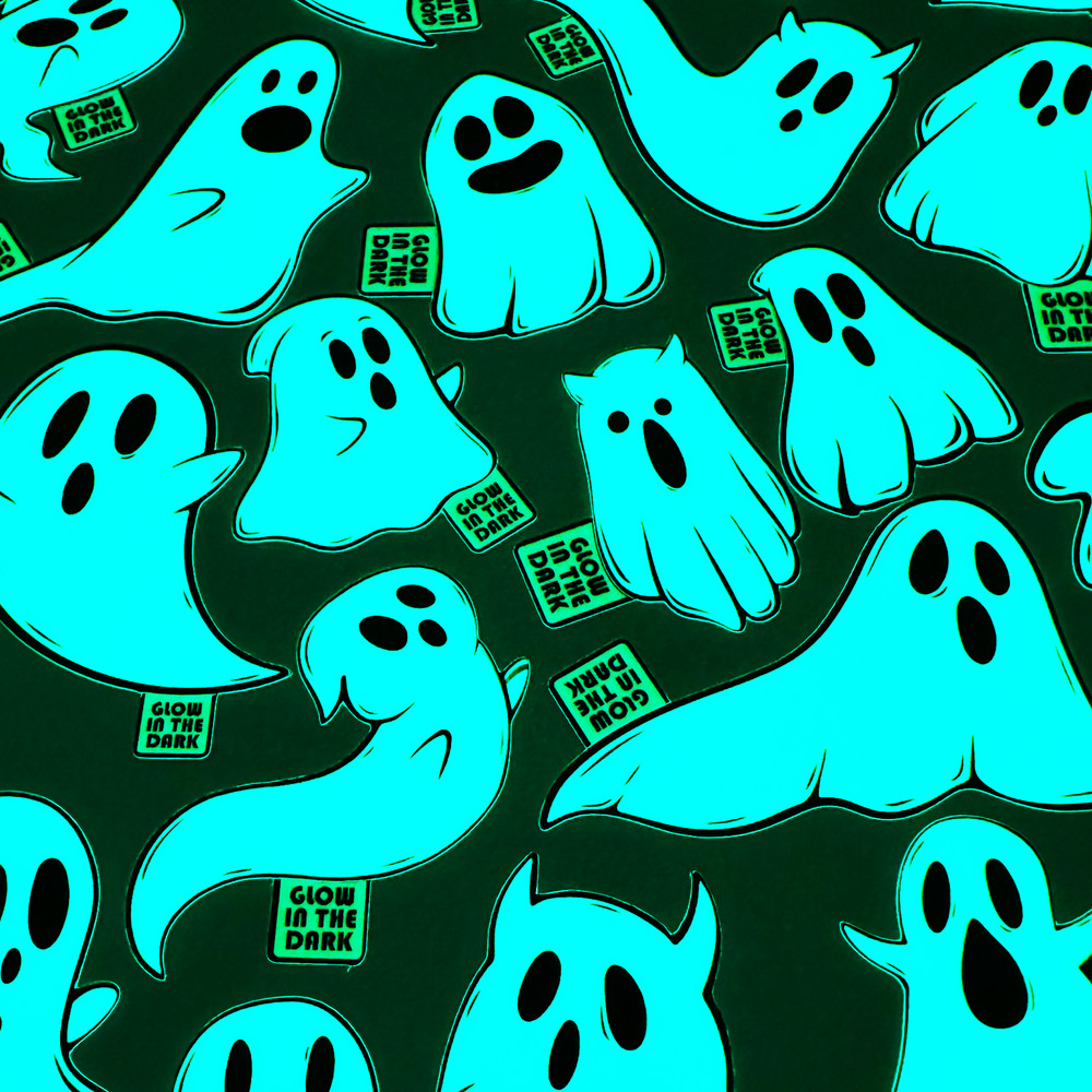 25x glow in the dark halloween ghost stickers pack waterproof vinyl decals