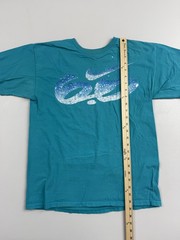 Nike Shirt Womens Medium Blue Bubble Swoosh Logo Graphic Tee Tagless Sports Top