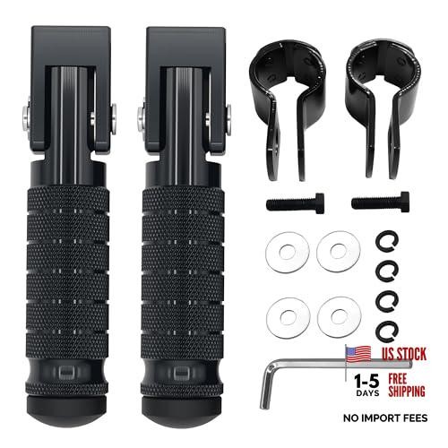 M8 Anti-Skid CNC Universal Motorcycle Foot Pegs Degree Foldable Footpegs Black