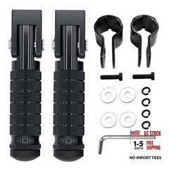 M8 Anti-Skid CNC Universal Motorcycle Foot Pegs Degree Foldable Footpegs Black