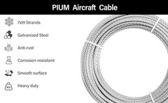 3/8 Steel Cable, 30Ft Wire Rope, 3/8″ Aircraft Cable with 7×19 Strands and