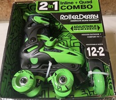 Roller Derby 2 in 1 INLINE + QUAD Combo Boys Skates Adjustable Sizes 12-2 NEW