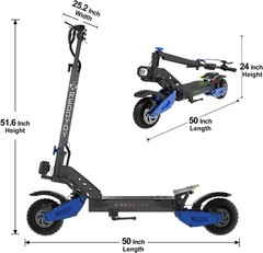 YINGLU US Stock 5000W Electric Scooter 50MPH 55 Mile Range 60V NFC Unlock Vacuum
