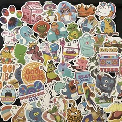 50 Mixed Colors Sticker Lot Book Fun Pack Skateboard Laptop Car Decals Kids