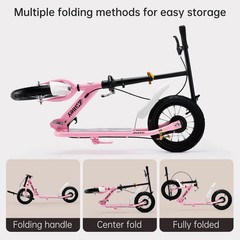 Foldable Commuter Kick Scooter For Teens Kids w/ 12″ Large Air Rubber Tires Xmas