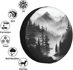 Spare Tire Cover Mountain Lake Tree Landscape Wheel Covers Weatherproof Universa