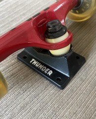 Thunder Team Skateboard Trucks 8” Red w/ Route 65 Wheels And Hardware VERY CLEAN