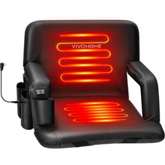 24.5» Heated Stadium Seat Bleacher Chair w/ 12V 20W PD Fast Charging 3 Levels