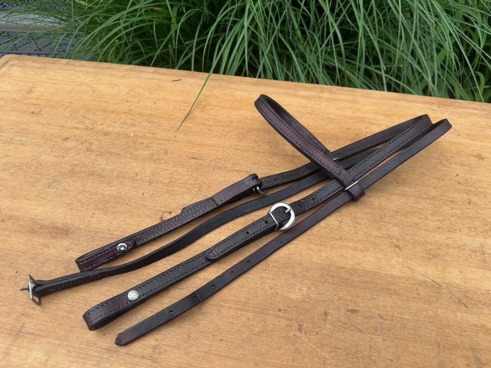 Leather Browband Western Horse Headstall ~ Medium/Dark Oil