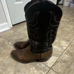 Tony Lama Brown & Black Leather Bullhide Cowboy Boots 10.5EE