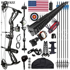 Hunting set 320FPS 0-70lbs Compound Bow Archery Set Sight Carbon Arrows Feathers