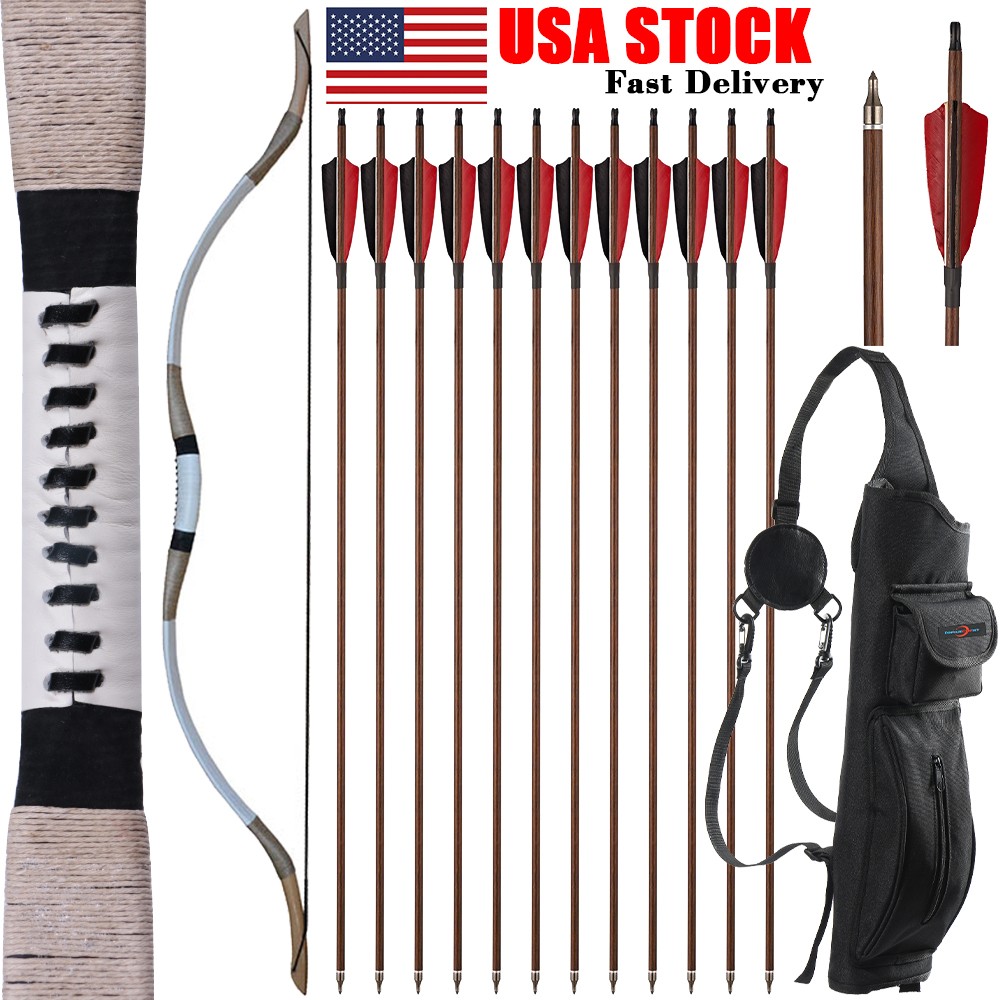 Traditional Recurve Bow 30-65lbs Archery Mongolian Horse Bow Hunting Target R/LH