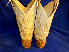 DAN POST MENS SNAKESKIN/ LEATHER BOOTS SIZE 9D DEEP V –MAKE AN OFFER
