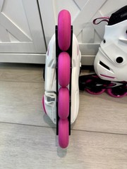 Rollerblade Apex Junior Adjustable Fitness Inline Skate, White/Pink 5.5-7.5