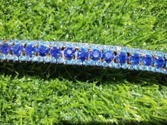 Ridex Designer 3 Row Blue Crystal Horse Leather Browband For Bridle .