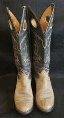 Rare Vintage Tony Lama Grey Bullhide Buckaroo Cowboy Boots-M 8 AA / W 9.5 Narrow