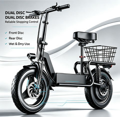 Electric Scooter with Seat Peak 1500W Motor Up to 25MPH 45Miles Range 14″