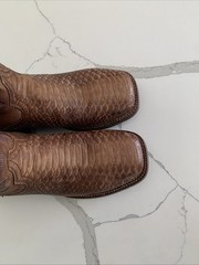 Men’s US 8M Dan Post Ka Python Print Leather Brown Western Cowboy Boots Preowned