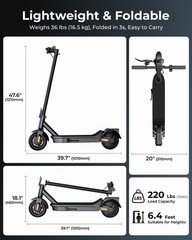 Adults Electric Scooter 19 Miles 20 MPH 8.5″ Tires Dual Suspension for Commuting