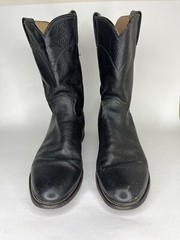 Justin black leather cowboy boots pointed toe J40594 Men Sz 8.5D Made In USA