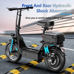 Electric Scooter Adults 25 MPH 43 Miles Range 14» 1500W E-Scooter with Seat