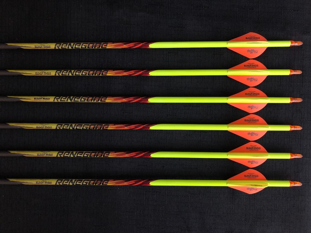 Black Eagle Renegade 300 .005 17/64″ Fletched/Crested Arrows 1/2 Dozen BRAND NEW