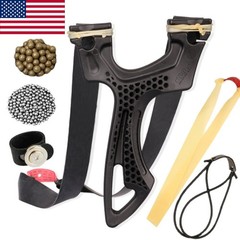 Outdoor Catapult Set Slingshot Sling Shoting Rubber Bands w steel beads Hunting