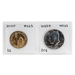 50 Double Pocket Coin Flips PVC Free Clear Vinyl Holders with Inserts 2×2 50.0