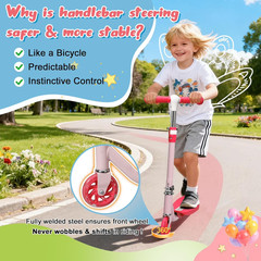 Kick Scooter for Kids 4-8 Years Age Outdoor Toy- 2 Wheels Light-Up Toddler Scoot