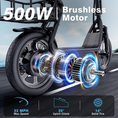 AOVOPRO Electric Scooter Adults Foldable Scooter – Seat & Carry Basket E Mopeds