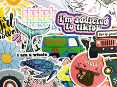 50 Cool Mixed Colors Sticker Lot Fun Pack Skateboard Laptop Car Decals